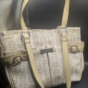 Etienne Aigner Cream and Tan Shoulder Bag